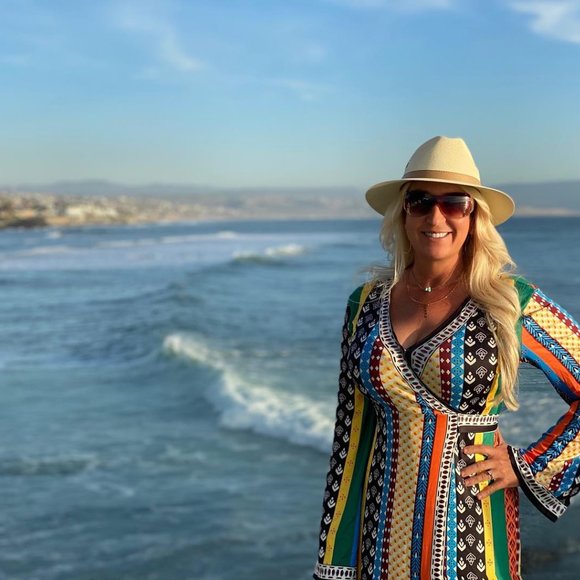 Green Stripe Surplice Maxi Dress - Women L - Picture 5 of 5